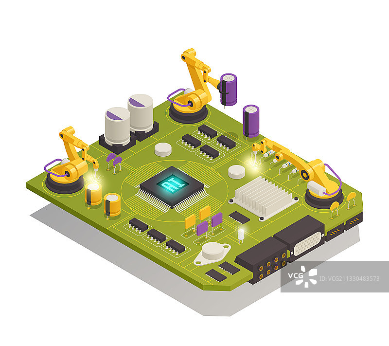半导体电子元件等距图图片素材