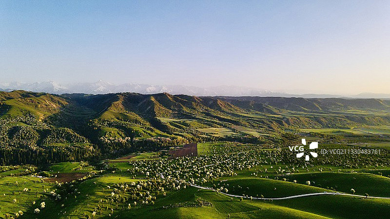 新源萨哈野苹果林航拍风景图图片素材