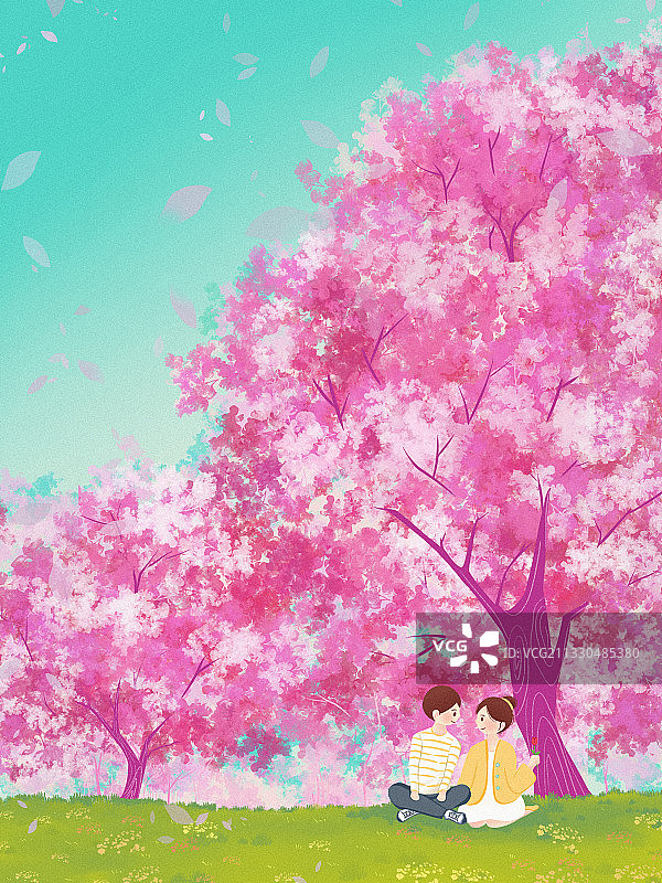樱花情侣背景图片素材