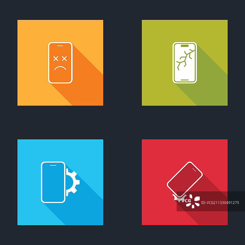 带破损屏幕的手机图片素材