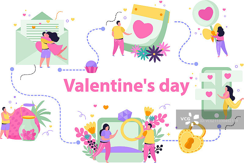情人节扁平流程图图片素材