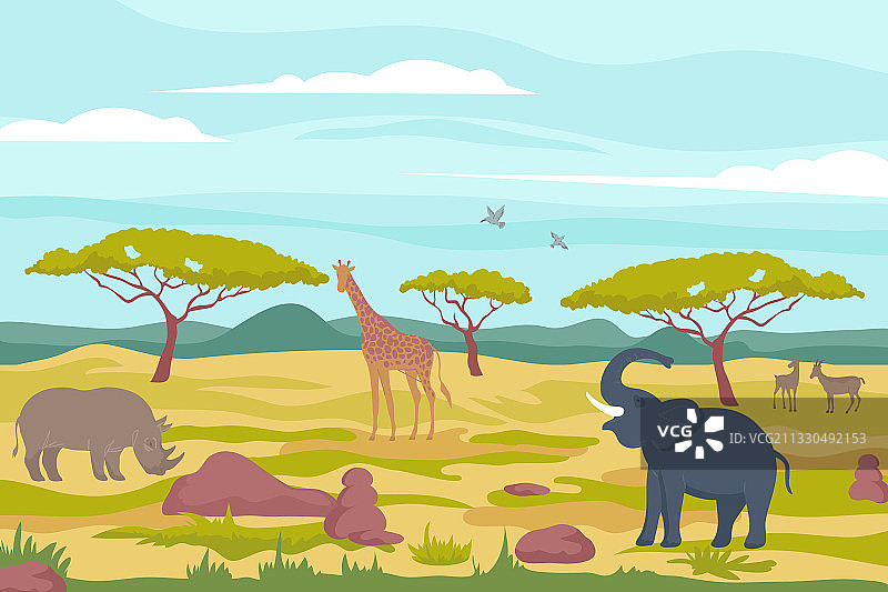 非洲野生动物构成图片素材