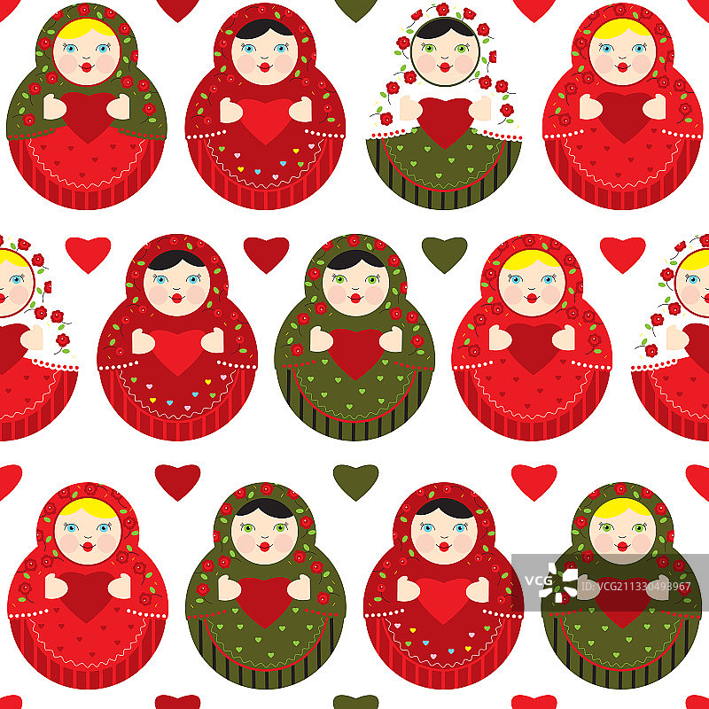 俄罗斯套娃无缝图案图片素材