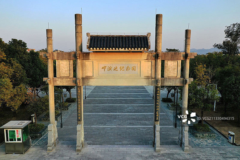 广东省惠州市惠城区三栋鹿颈村邓演达故居航拍图片素材