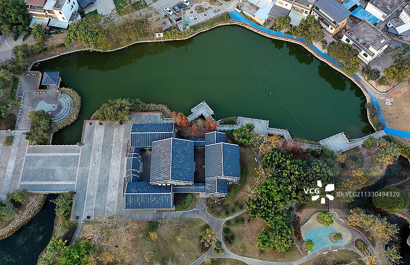 广东省惠州市惠城区三栋鹿颈村邓演达故居航拍图片素材