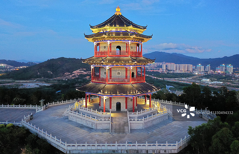 广东省惠州市惠阳区汽车总站和凤凰山凤凰阁航拍图片素材