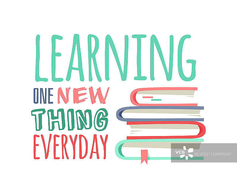 学生卡通绘画书和手写引语图片素材