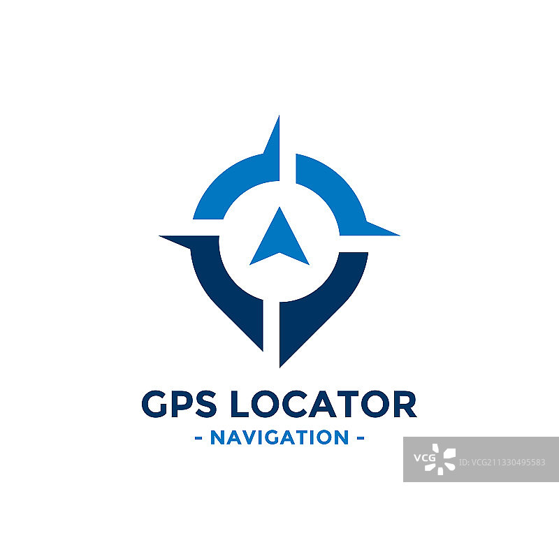 GPS定位器Logo设计模板，含指南针图片素材