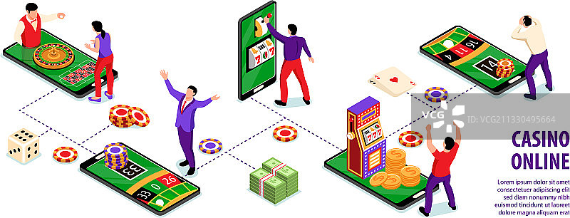 在线赌场2.5D等距信息图图片素材
