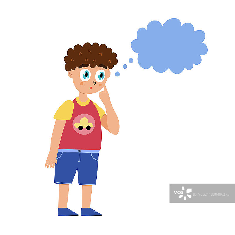 好奇的可爱男孩思考中，惊讶的小孩图片素材