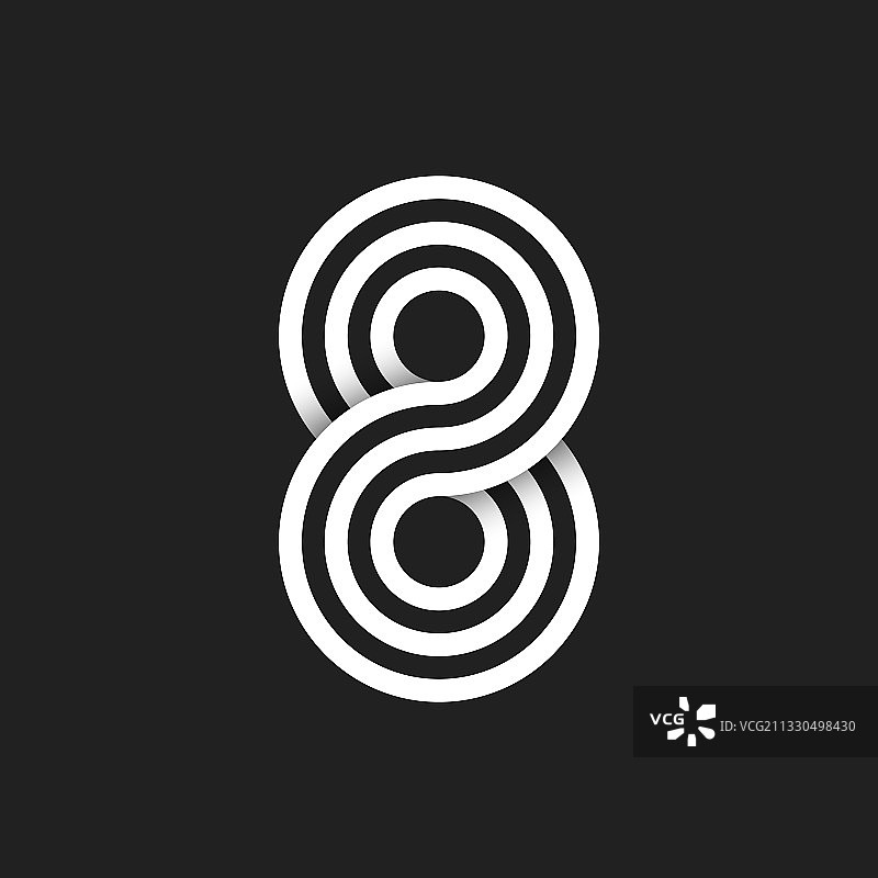 黑白背景数字8标志图片素材