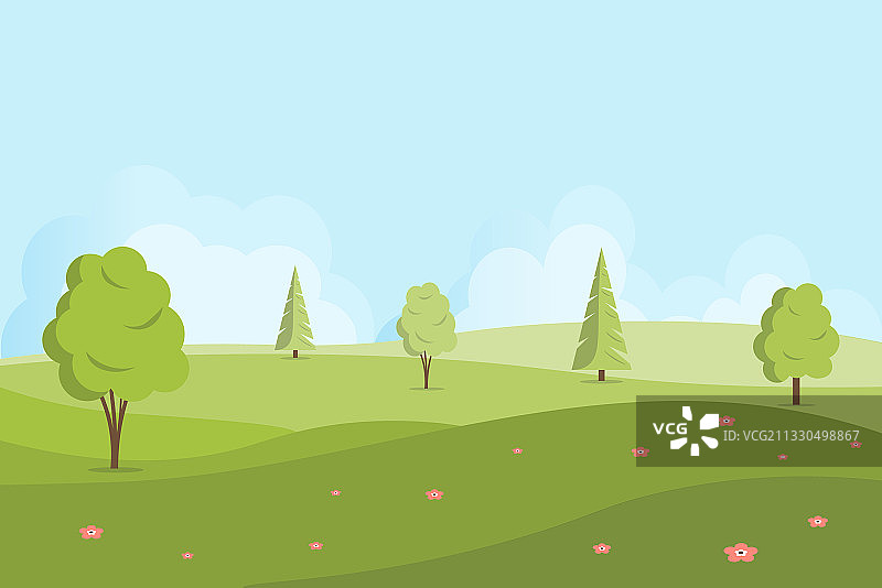 春夏丘陵树木景观图片素材