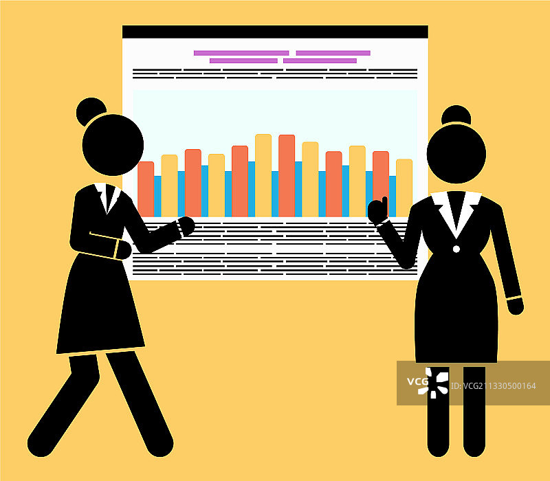 女商人给出报告，两个女人站着图片素材