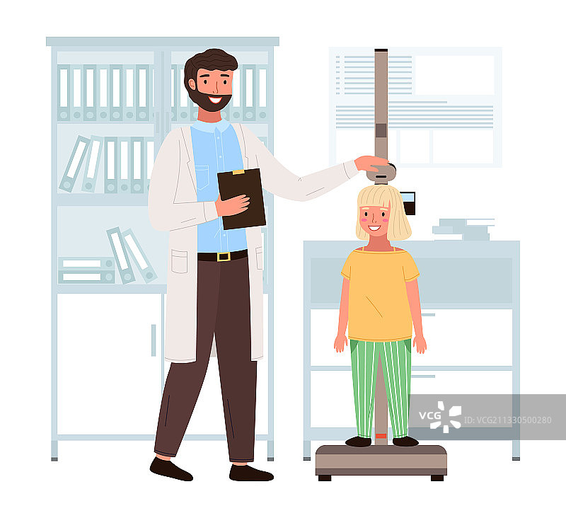 医生测量儿童身高图片素材