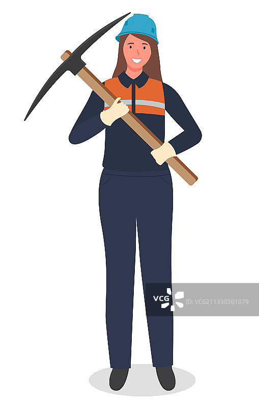 用鹤嘴锄采煤的矿工女人图片素材