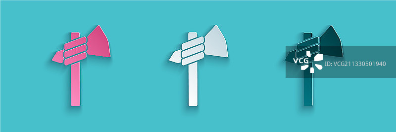 剪纸风格美洲原住民战斧图标图片素材