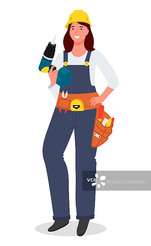 卡通女机械师或锁匠图片素材