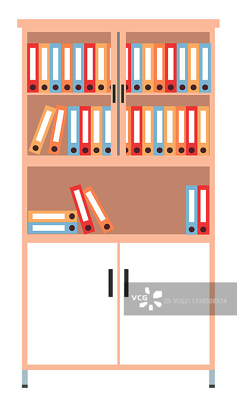 带有文件和文档的书柜图片素材