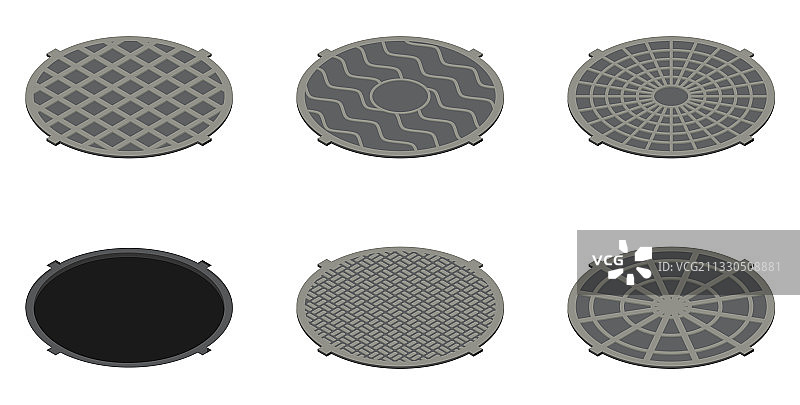 白色背景上的2.5D下水道井盖图片素材