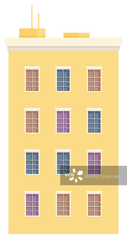 带窗户和房间的旧砖建筑立面图片素材