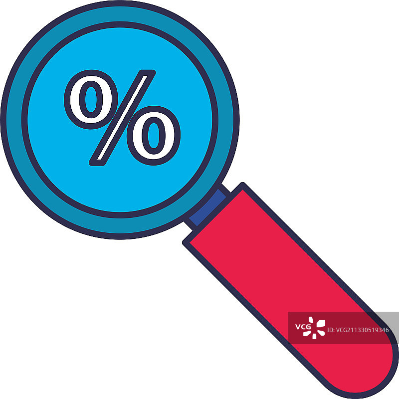 百分比符号扁平风格放大镜图片素材