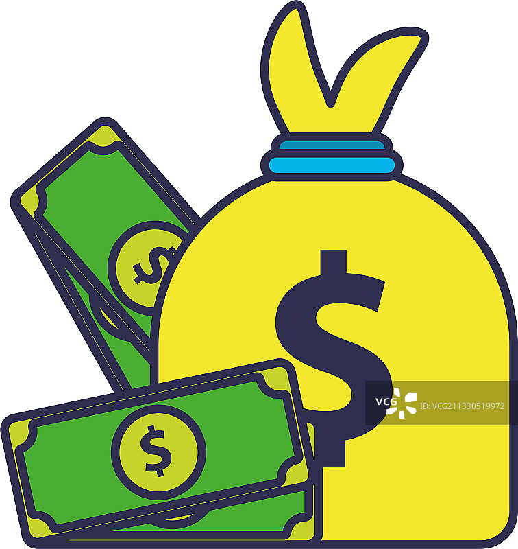 扁平风格钱袋钞票图标图片素材