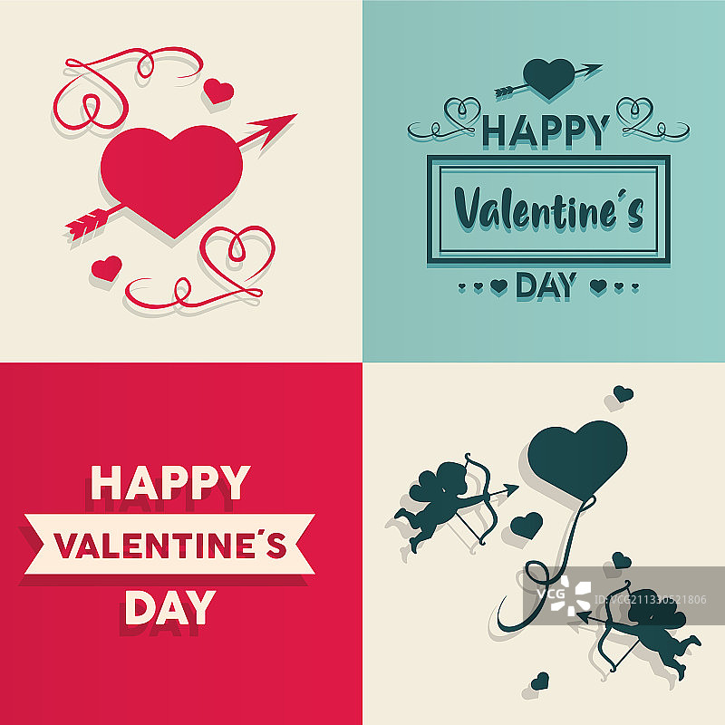 情人节快乐字母卡片套装图片素材