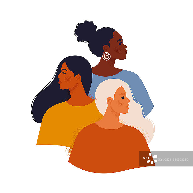 多民族美女，不同的女性面孔图片素材