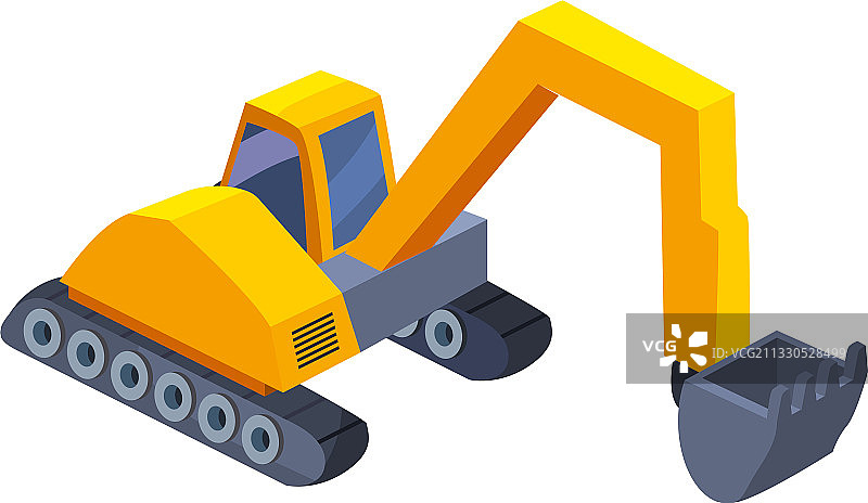 建筑挖掘机2.5D风格图标图片素材