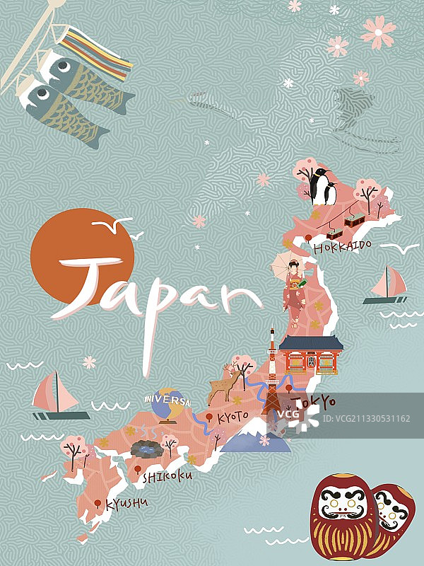 扁平地图-日本图片素材