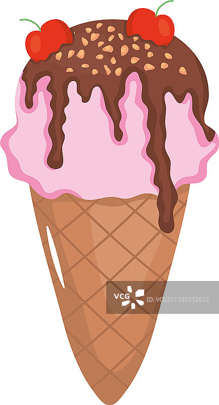 草莓巧克力冰淇淋甜筒图标图片素材