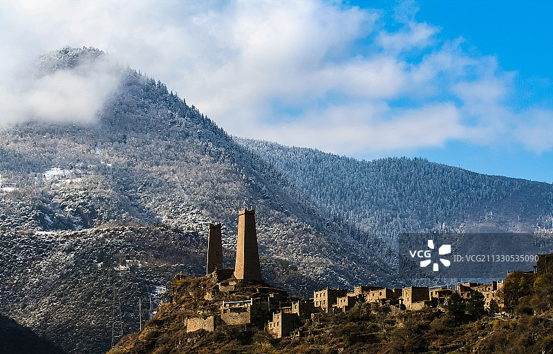 直波碉群 阿坝图片素材