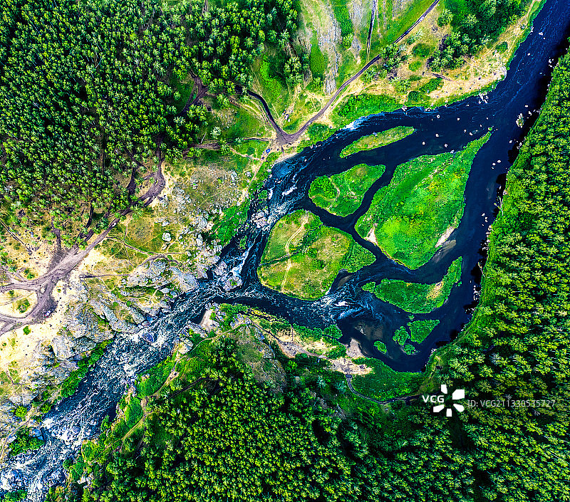 俄罗斯乌拉尔联邦区绿色景观鸟瞰图图片素材