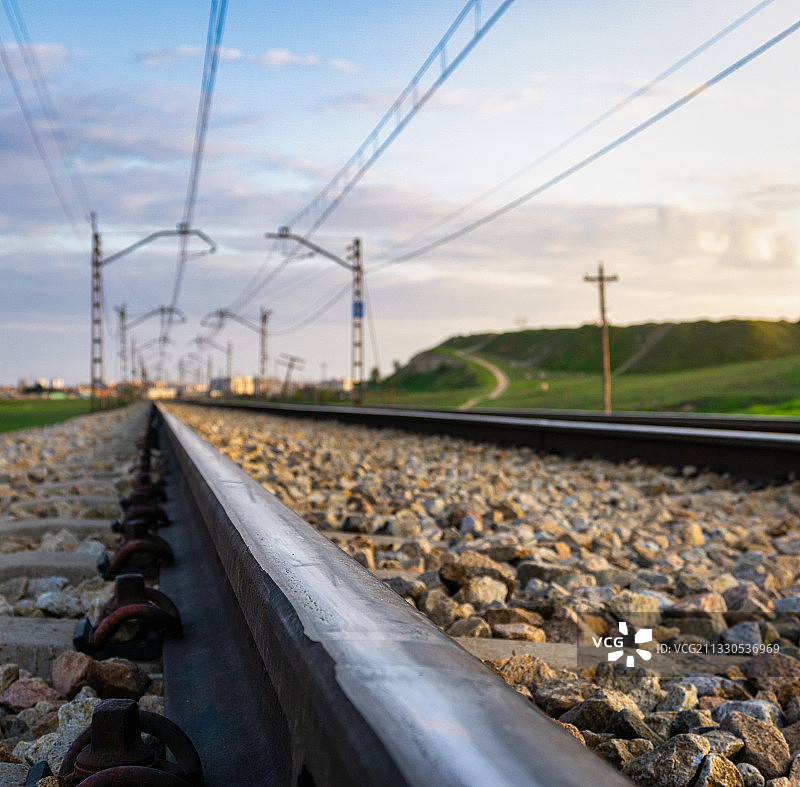 西班牙马德里：铁路轨道特写图片素材