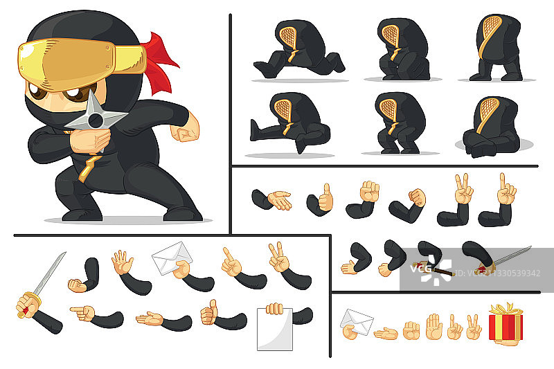 可定制的日本忍者武士吉祥物图片素材