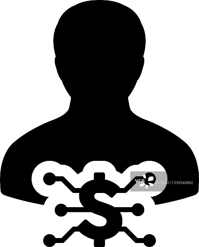 带有男性形象的数字美元货币头像图片素材