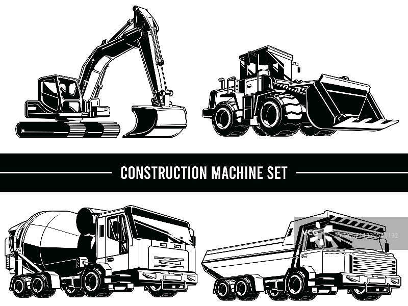 重型工业建筑机械剪影图片素材