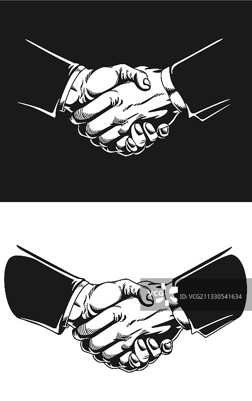 握手达成商业协议的剪影图片素材