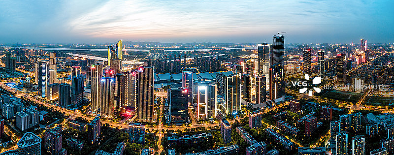 航拍南京城市建筑景观夜景图片素材