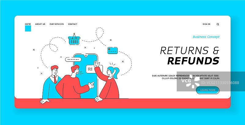 退货和退款banner模板扁平风格图片素材