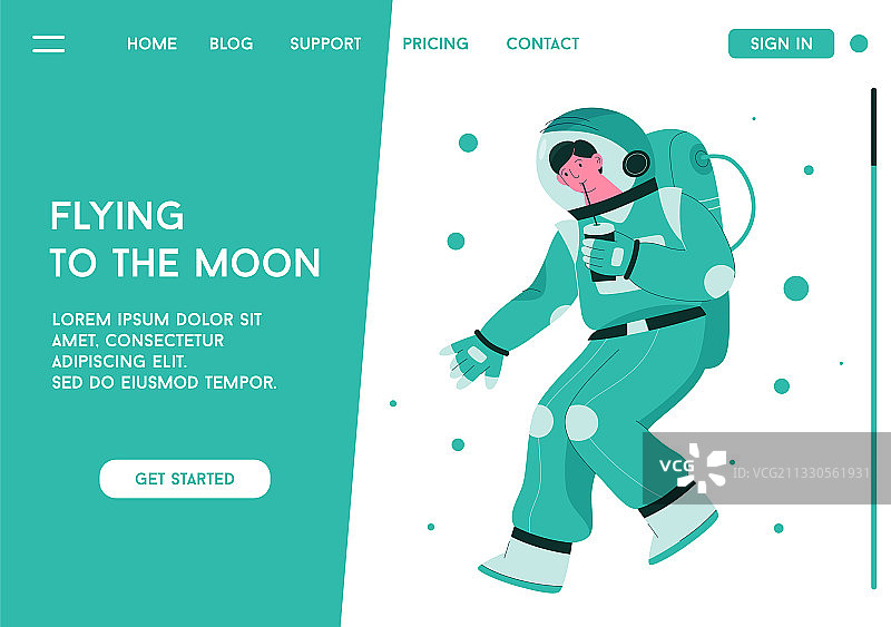 飞向月球概念着陆页图片素材