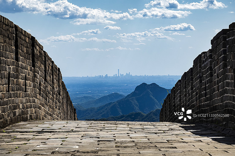 慕田峪长城远眺北京城 GreatWall & Beijing图片素材