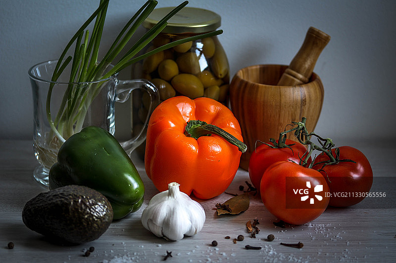 桌子上蔬菜的特写图片素材