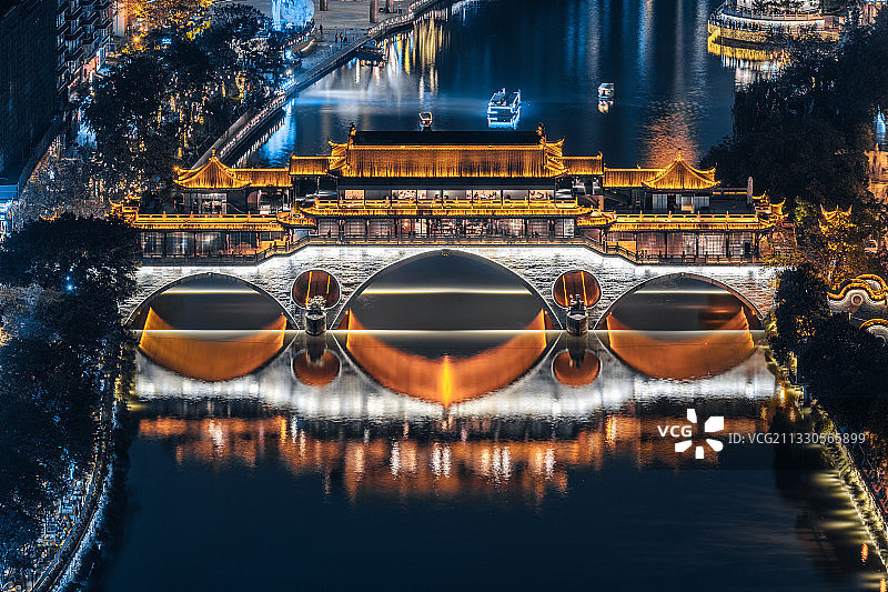 廊桥夜色图片素材