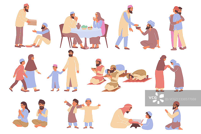 斋月扁平风格图标合集图片素材