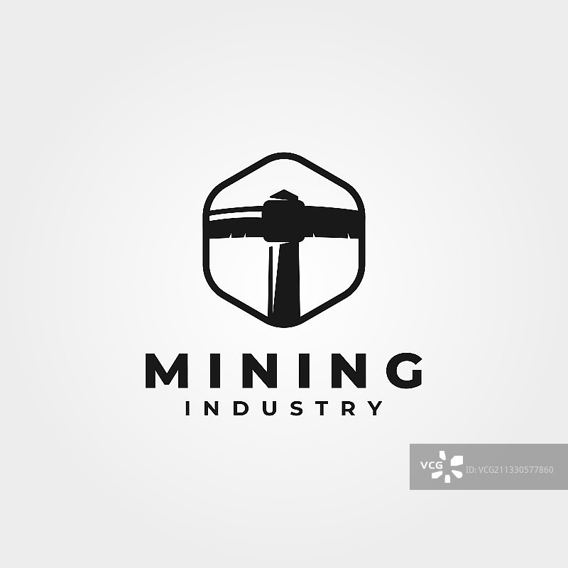 煤矿镐标志复古符号设计图片素材