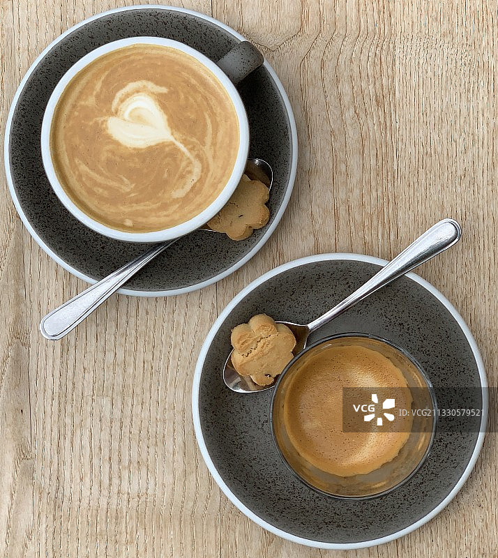 桌上咖啡俯视图图片素材