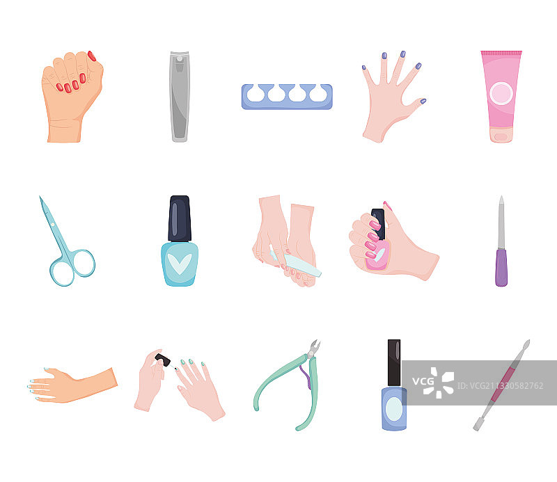 美甲工具图标彩色设计图片素材