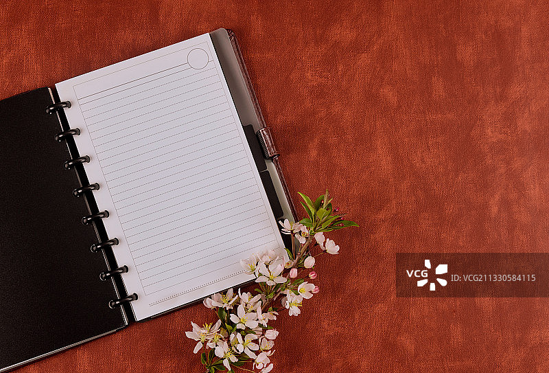 鲜花和书本的高角度视图图片素材