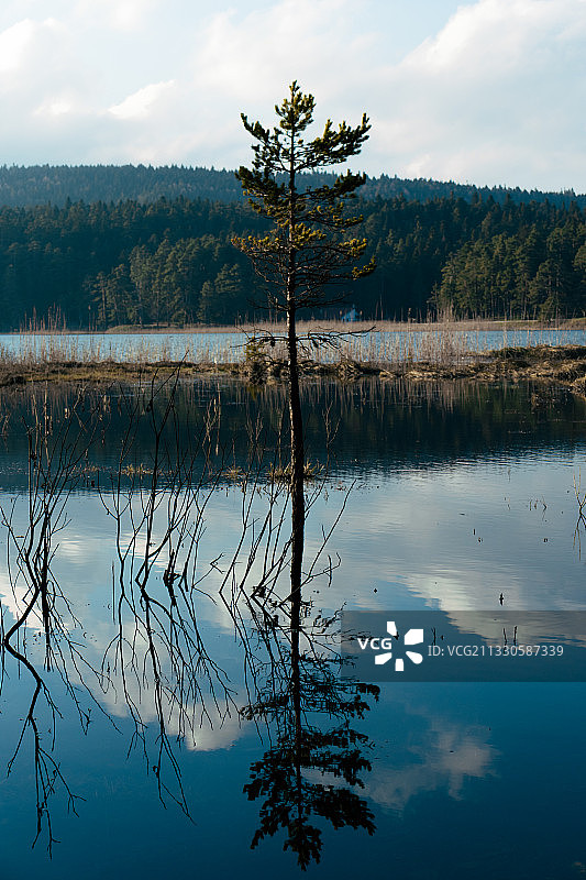 湖对天空的风景图片素材